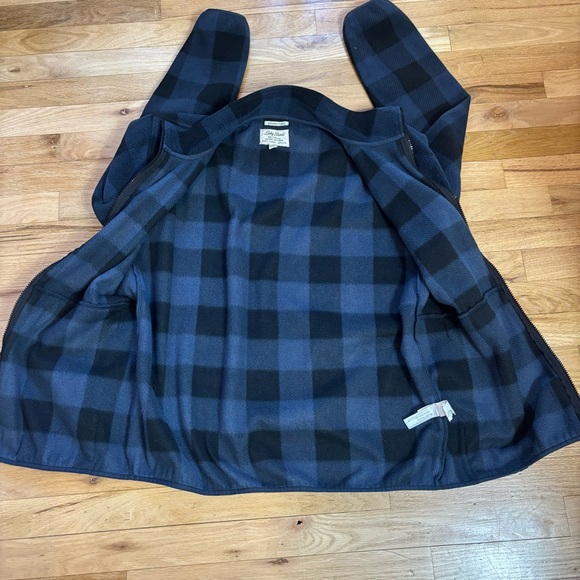 Lucky Brand Black and Blue Plaid Fleece Zip-Up Lightweight Jacket size Medium - Picture 4 of 13